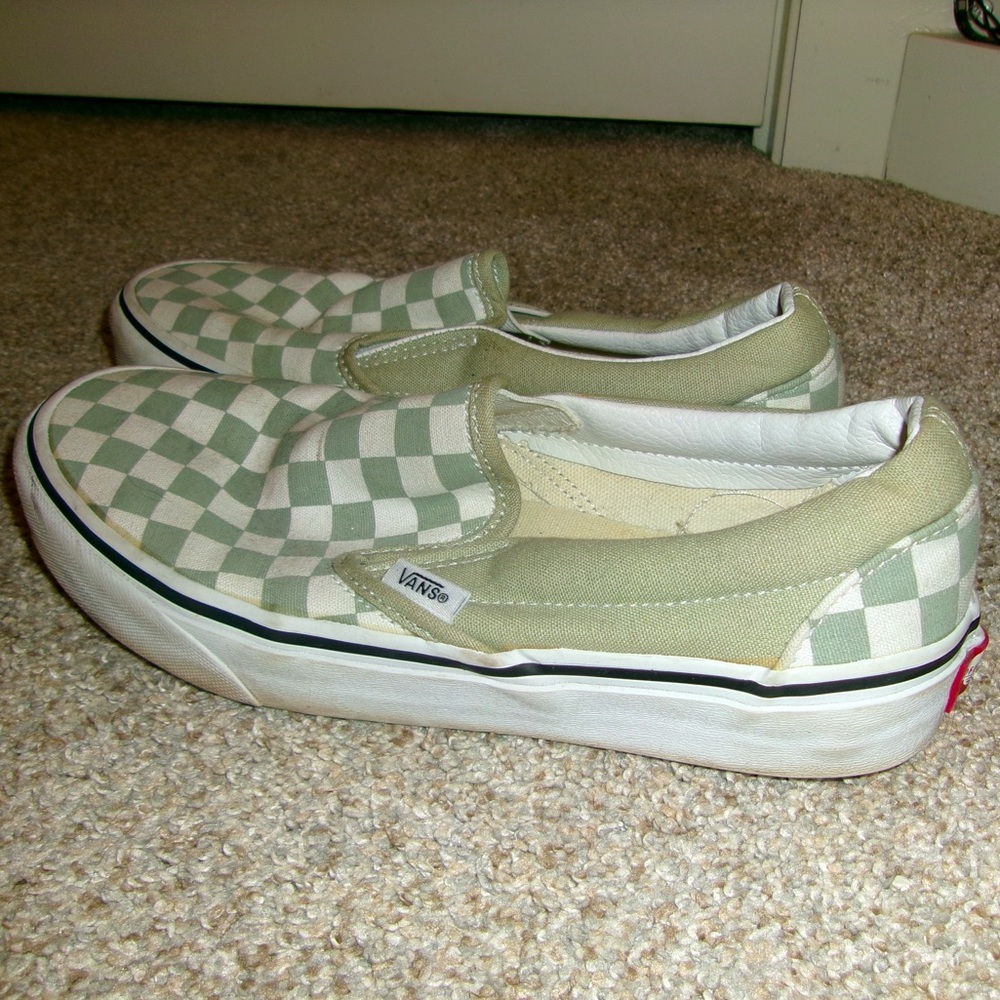 Sage/White Checkered Vans